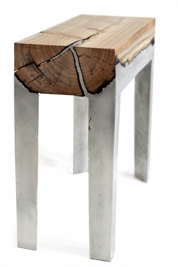 Bancs en aluminium et bois 2