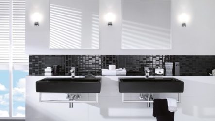 Idées de design de salle de bain avec des touches assorties de noir et blanc