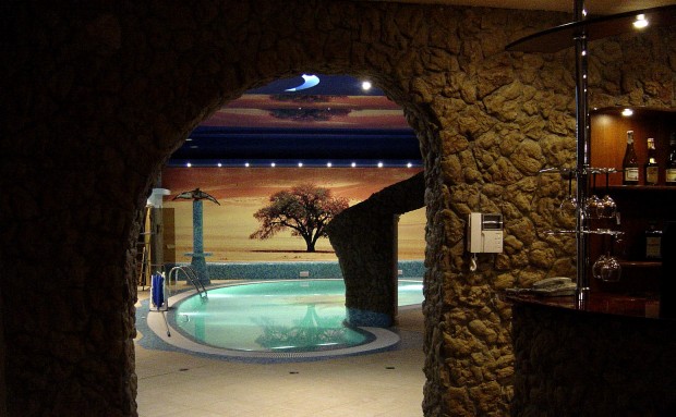 Piscine en forme de grotte