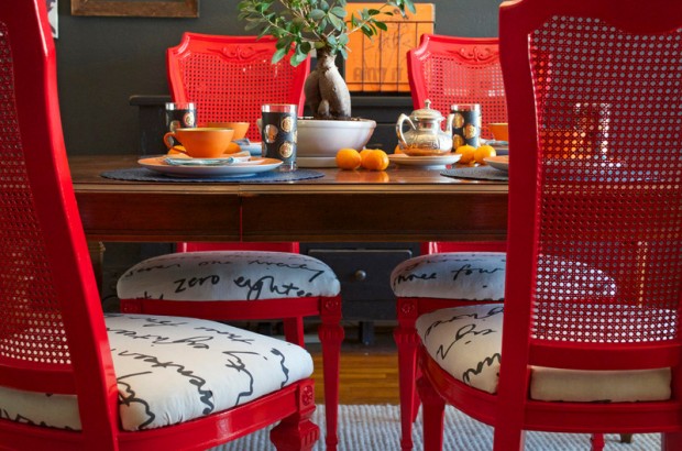 chaises de cuisine rouge vif