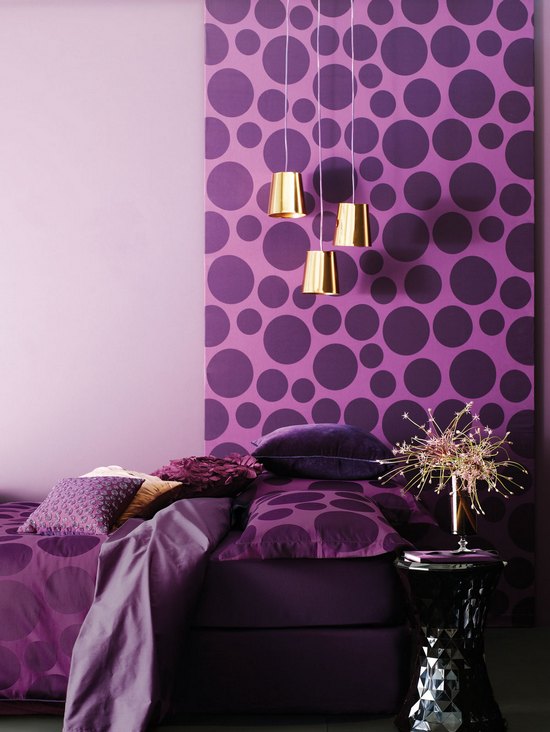 Papier peint violet dans la chambre