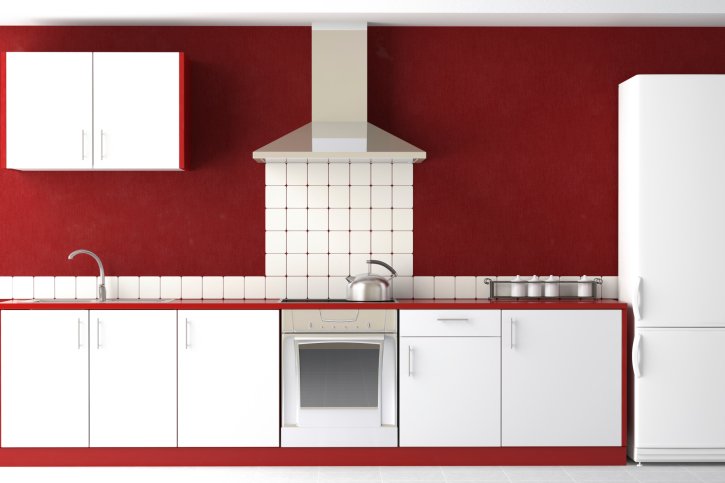 Cuisine moderne rouge et blanche