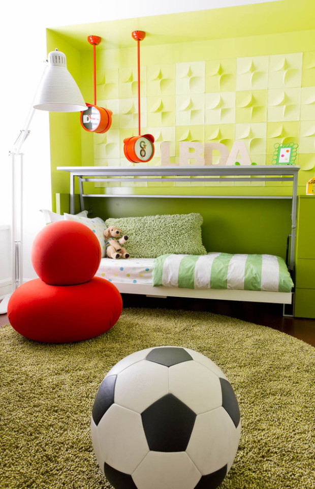 chambre d'enfant aux couleurs vertes