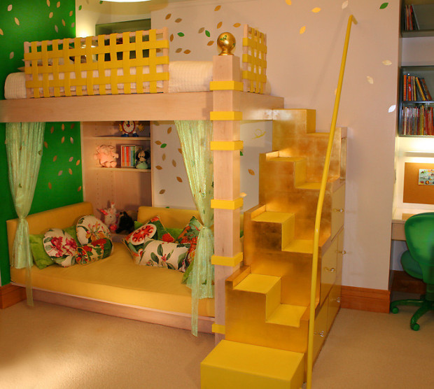 chambre d'enfant aux couleurs vertes