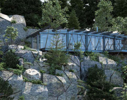 Maison contemporaine en verre et en acier dans les montagnes du Colorado