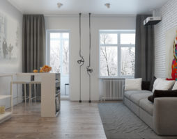 La disposition d'un appartement d'une pièce est de 30 à 40 m². M. avec photos