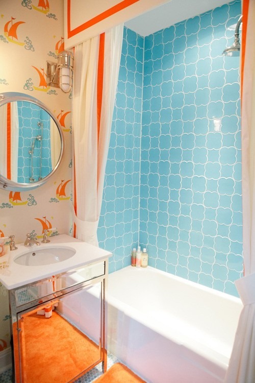 salle de bain turquoise