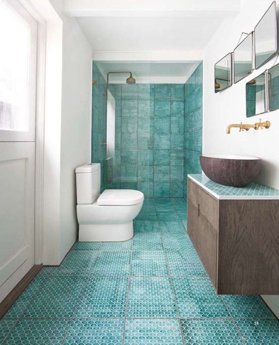 salle de bain turquoise