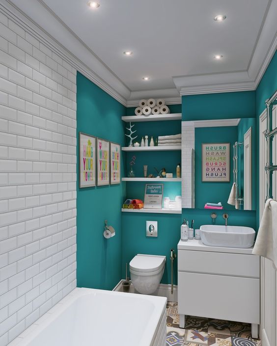 salle de bain turquoise