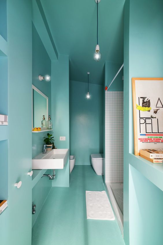 salle de bain turquoise