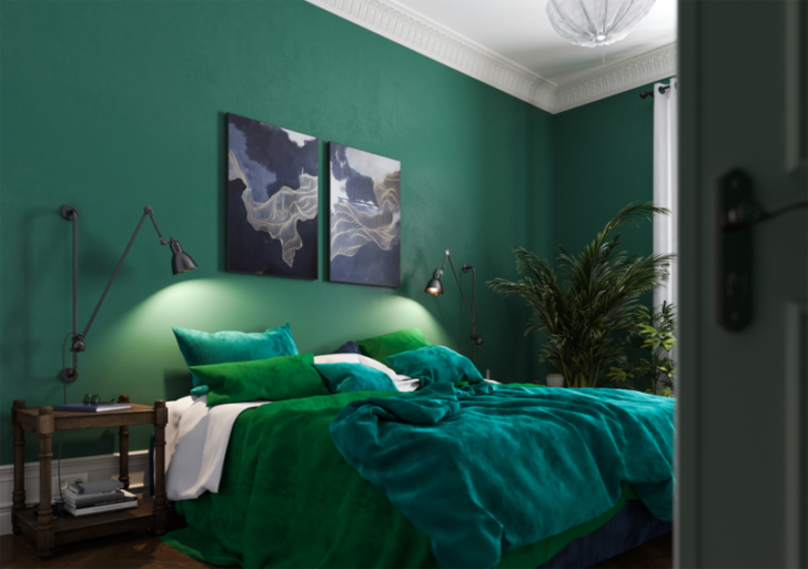 chambre aux couleurs sombres