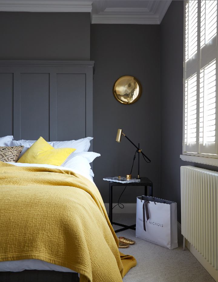 chambre aux couleurs sombres