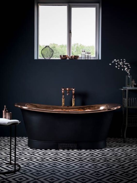  salle de bain aux couleurs sombres