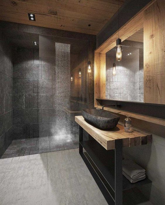  salle de bain aux couleurs sombres