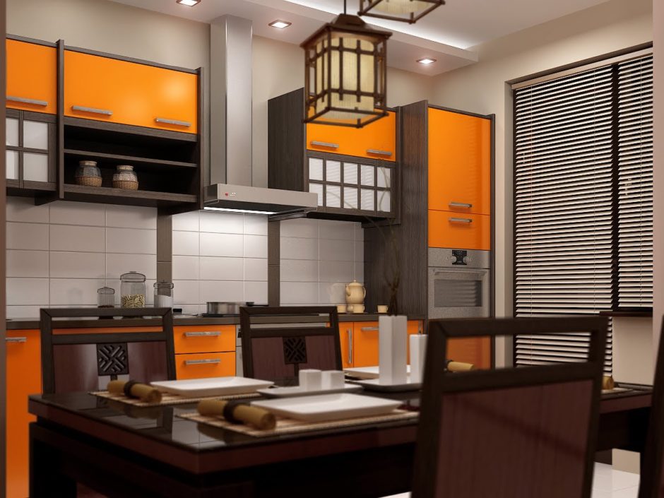 Cuisines de style japonais. Style moderne