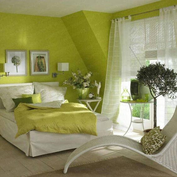 chambre en vert clair