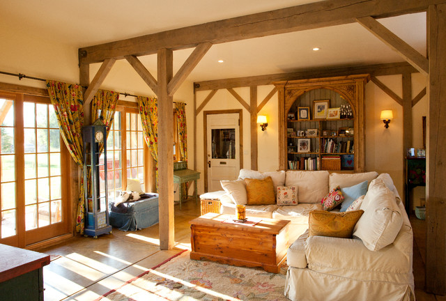 salon dans une maison en bois