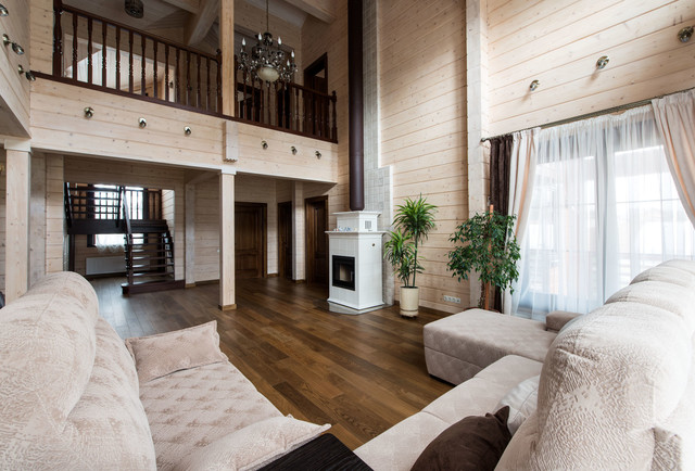 salon dans une maison en bois